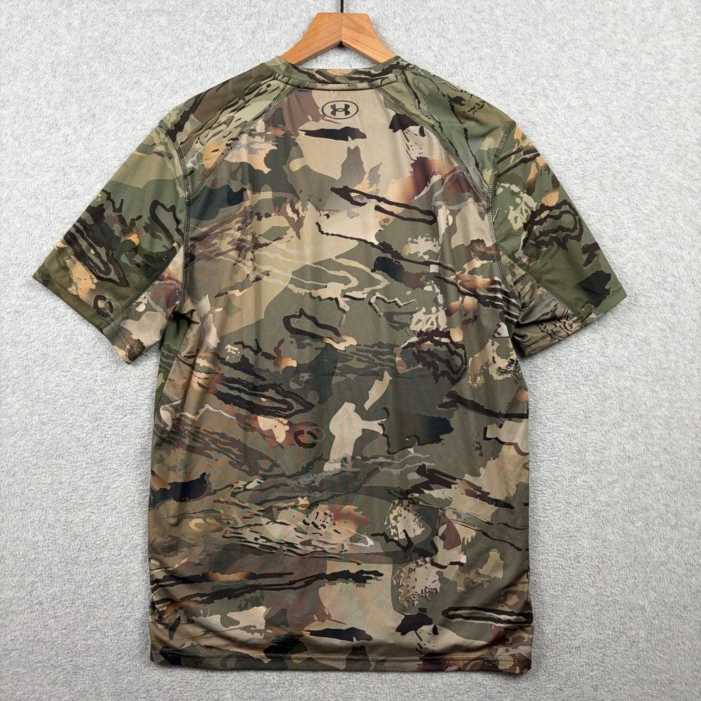 Under Armour Shirt Mens Medium Camo Iso Chill Brush Line Short Sleeve Loose Fit